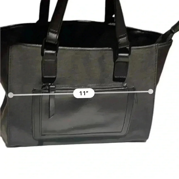 Loume structured tote bag crossbody zip closure easy clean black - Picture 5 of 12